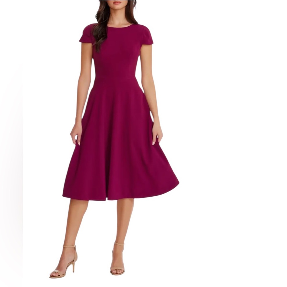 Dress The Population NWT Livia Berry Red Fit and Flare Cocktail Dress Size L